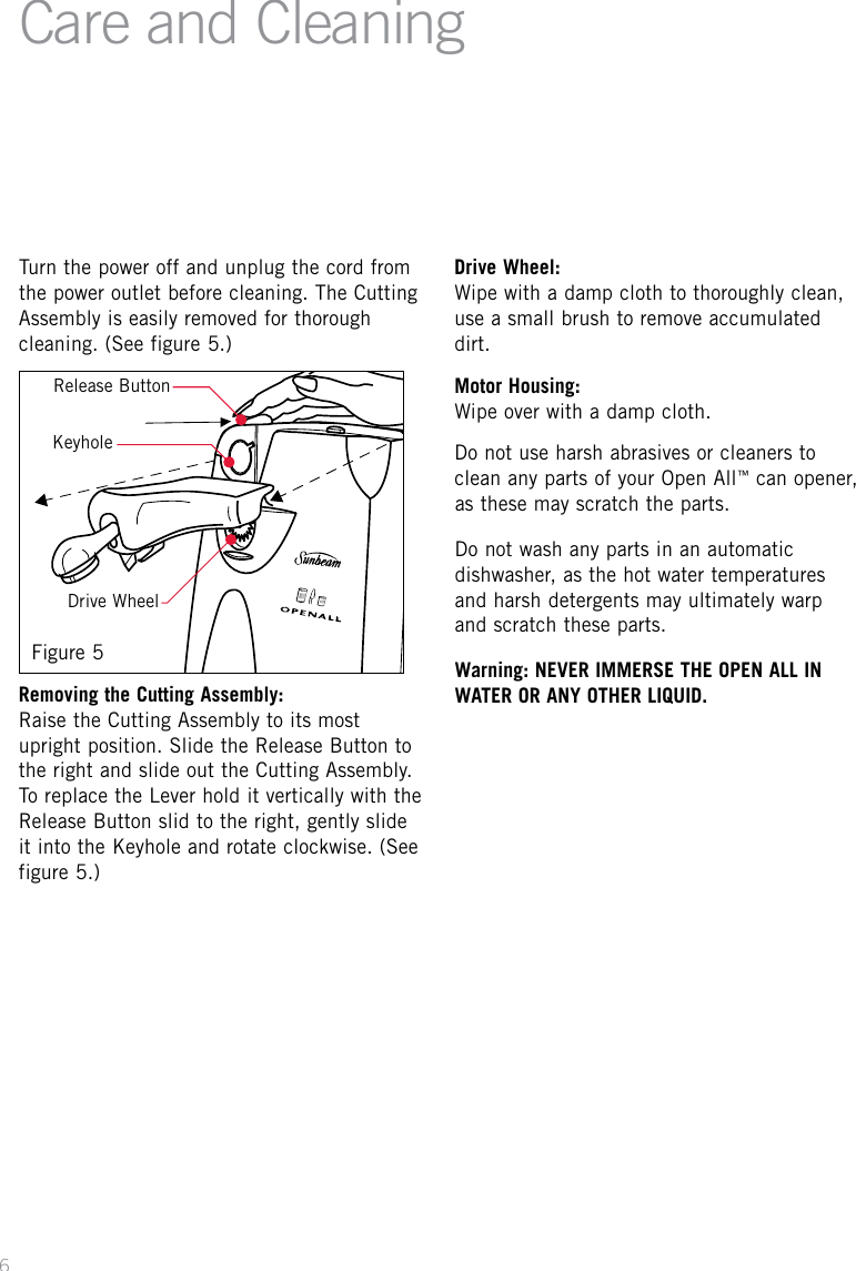 Page 8 of 12 - Sunbeam Sunbeam-Sunbeam-Can-Opener-Ca2800-Users-Manual-  Sunbeam-sunbeam-can-opener-ca2800-users-manual