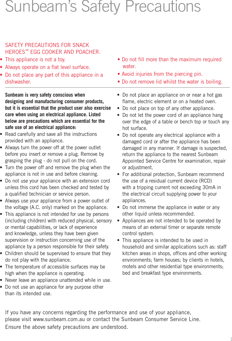 Page 3 of 12 - Sunbeam Sunbeam-Sunbeam-Egg-Cooker-Ec4000-Users-Manual-  Sunbeam-sunbeam-egg-cooker-ec4000-users-manual
