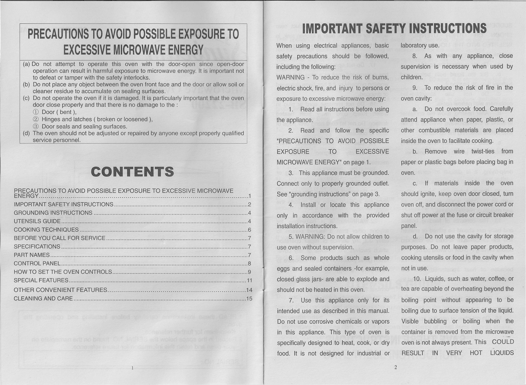 Page 2 of 8 - Sunbeam Sunbeam-Sunbeam-Microwave-Oven-Sb-22200-Users-Manual-  Sunbeam-sunbeam-microwave-oven-sb-22200-users-manual