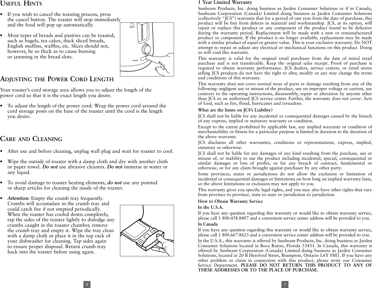 Page 4 of 7 - Sunbeam Sunbeam-Tssbtr926B-2-Slice-Toaster-Instruction-Manual- 3822-23_118696_IM Sunbeam-tssbtr926b-2-slice-toaster-instruction-manual
