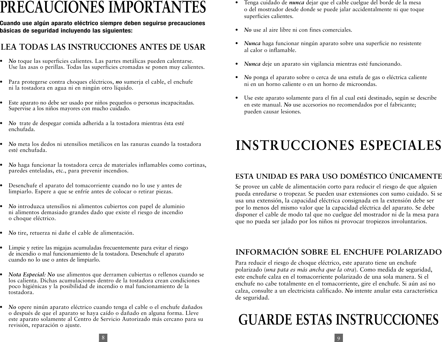 Page 5 of 7 - Sunbeam Sunbeam-Tssbtr926B-2-Slice-Toaster-Instruction-Manual- 3822-23_118696_IM Sunbeam-tssbtr926b-2-slice-toaster-instruction-manual