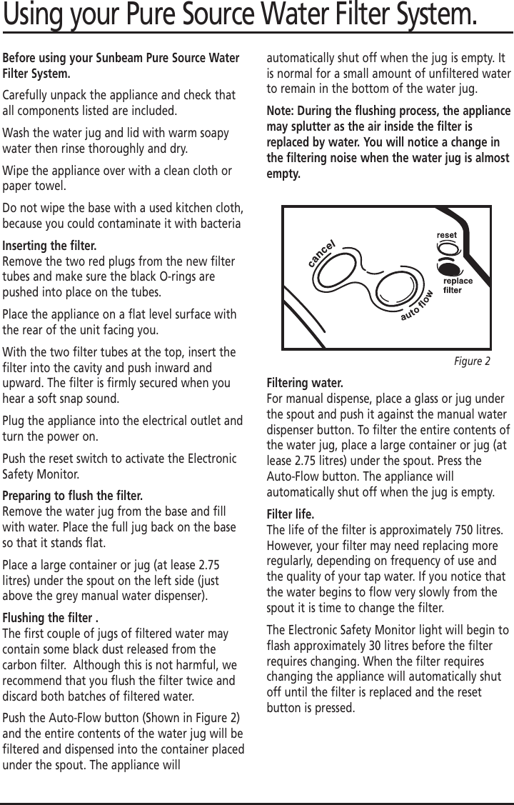 Page 5 of 7 - Sunbeam Sunbeam-Wf5700-Users-Manual- 3242 Water Filter System  Sunbeam-wf5700-users-manual