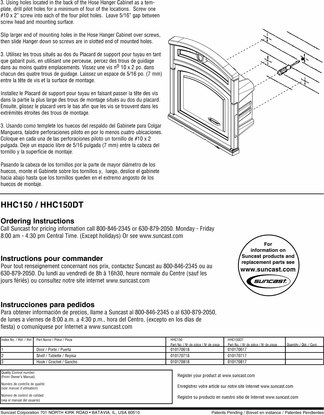 Page 2 of 2 - Suncast Suncast-Hhc150-Users-Manual-  Suncast-hhc150-users-manual