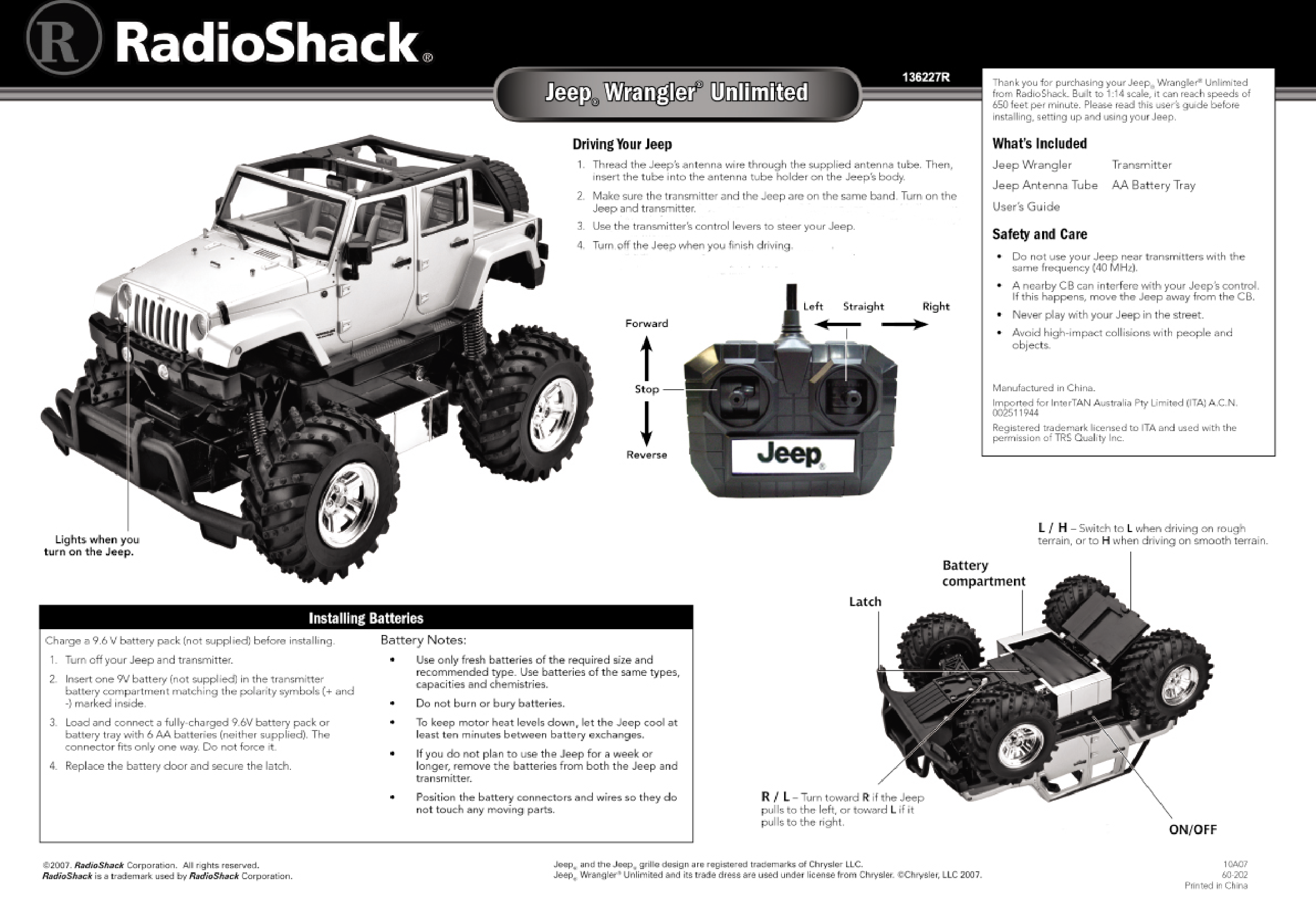  NOTE: THE MANUFACTURER IS NOT RESPONSIBLE FOR ANY RADIO OR TV INTERFERENCE CAUSED BY UNAUTHORIZED MODIFICATIONS TO THIS EQUIPMENT. SUCH MODIFICATIONS COULD VOID THE USER&rsquo;S AUTHORITY TO OPERATE THE EQUIPMENT.  