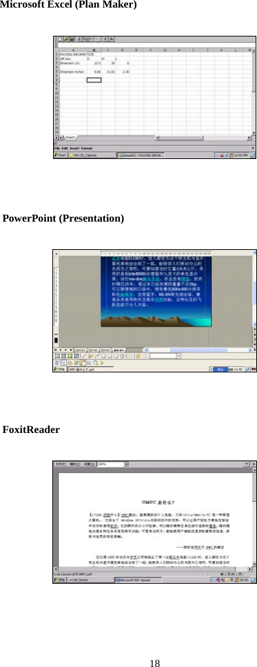 18  Microsoft Excel (Plan Maker)     PowerPoint (Presentation)    FoxitReader   