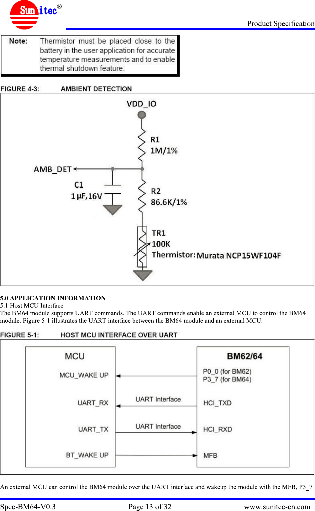 Sunitec Enterprise BM64C2 Bluetooth module User Manual SPEC BM64C1
