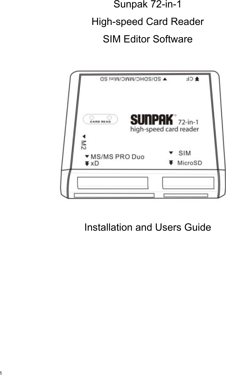 use sunpak 72 in 1 card reader