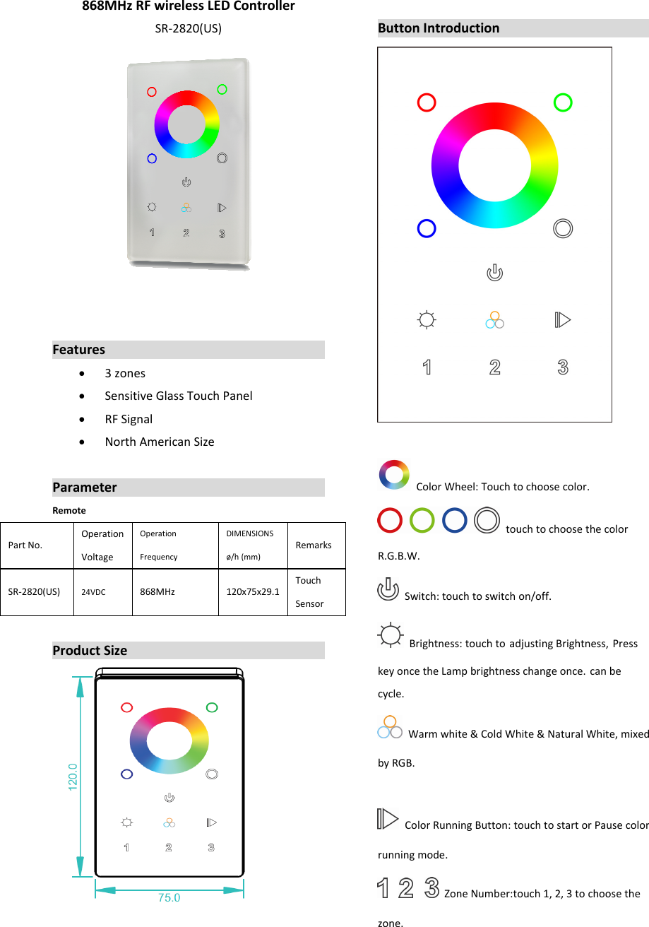 Page 1 of Sunricher Technology 2820 LED Controller User Manual 