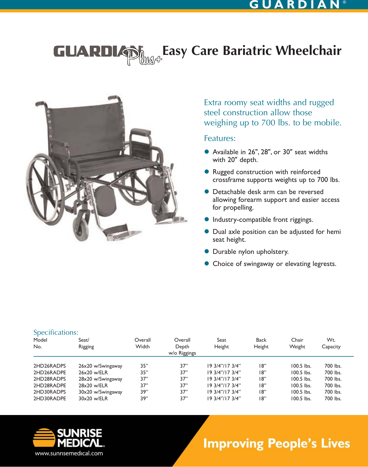 Page 1 of 3 - Sunrise-Medical Sunrise-Medical-2Hd26Radpe-Users-Manual- Guardian Bariatric Wheelchair.qxp  Sunrise-medical-2hd26radpe-users-manual