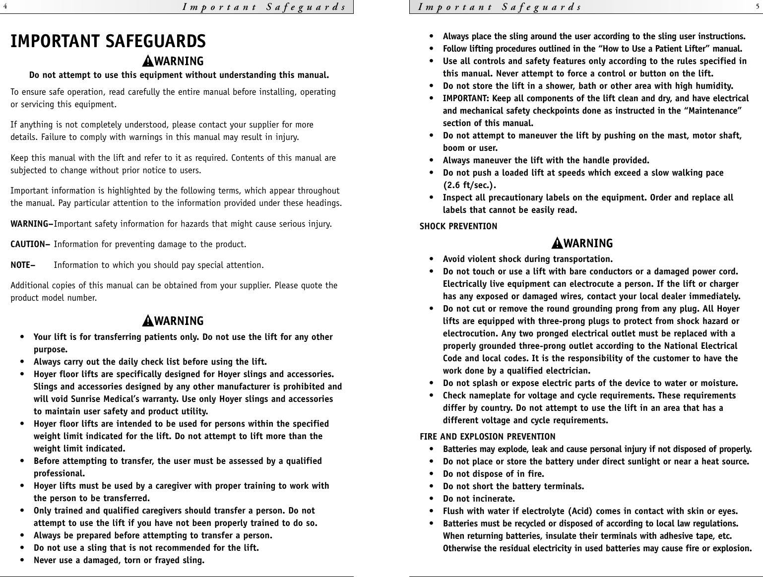 Page 3 of 9 - Sunrise-Medical Sunrise-Medical-Hpl600-Users-Manual- IM-459005RevA HPL600 Lift OM  Sunrise-medical-hpl600-users-manual