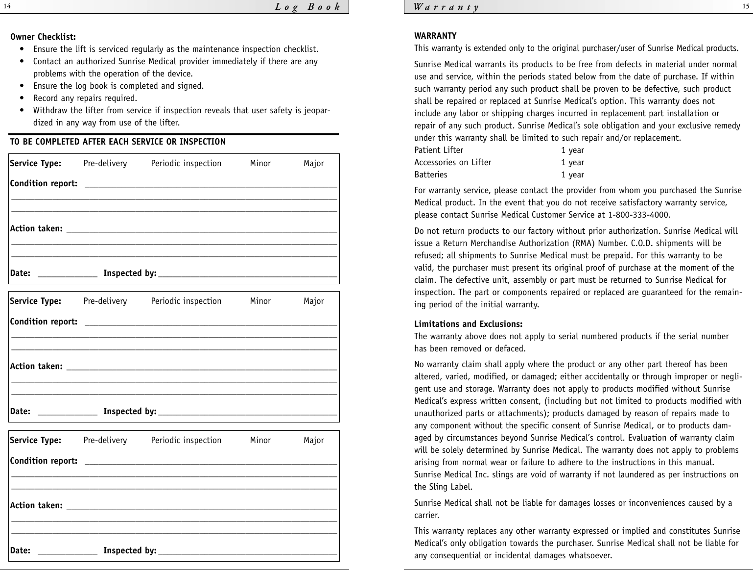 Page 8 of 9 - Sunrise-Medical Sunrise-Medical-Hpl600-Users-Manual- IM-459005RevA HPL600 Lift OM  Sunrise-medical-hpl600-users-manual