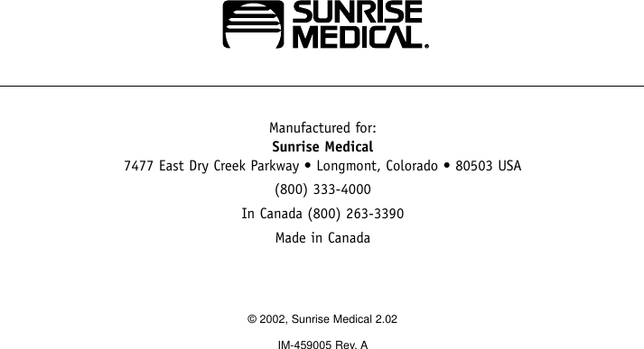 Page 9 of 9 - Sunrise-Medical Sunrise-Medical-Hpl600-Users-Manual- IM-459005RevA HPL600 Lift OM  Sunrise-medical-hpl600-users-manual