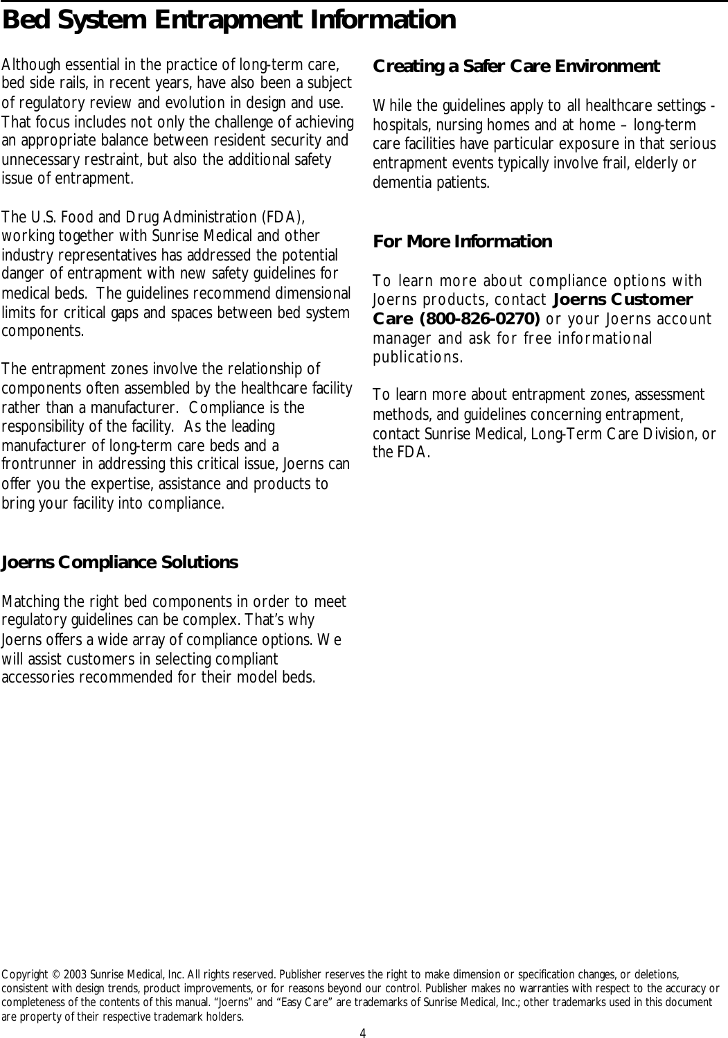 Page 4 of 12 - Sunrise-Medical Sunrise-Medical-Joerns-B684Dc-Users-Manual- 6110014C Manual  Sunrise-medical-joerns-b684dc-users-manual