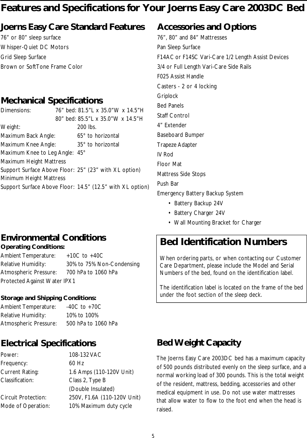 Page 5 of 12 - Sunrise-Medical Sunrise-Medical-Joerns-B684Dc-Users-Manual- 6110014C Manual  Sunrise-medical-joerns-b684dc-users-manual