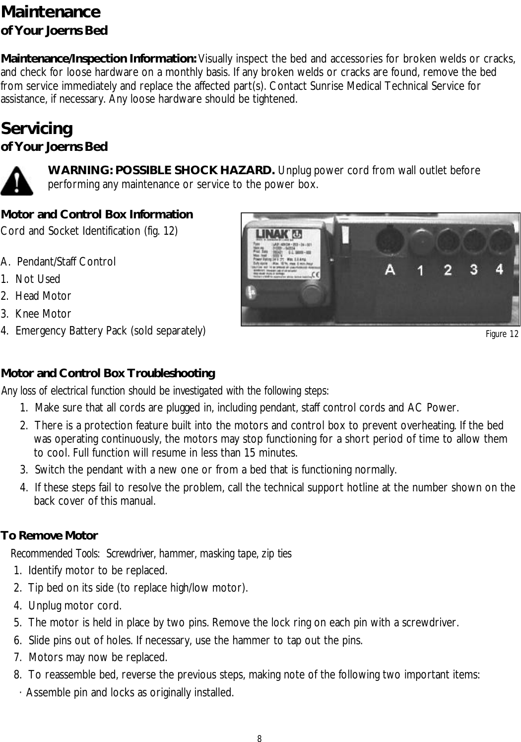 Page 8 of 12 - Sunrise-Medical Sunrise-Medical-Joerns-B684Dc-Users-Manual- 6110014C Manual  Sunrise-medical-joerns-b684dc-users-manual