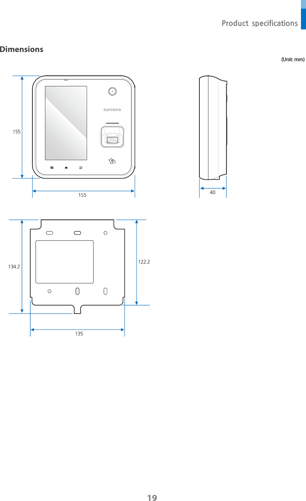  Product specifications 19 Dimensions (Unit: mm)    