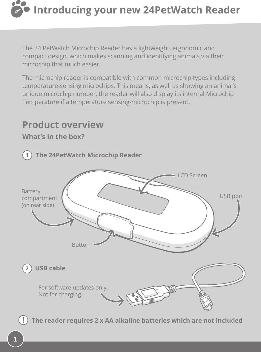 Page 2 of 12 - Sureflap 24Petwatch Microchip Reader Manual User 24Pet Watch