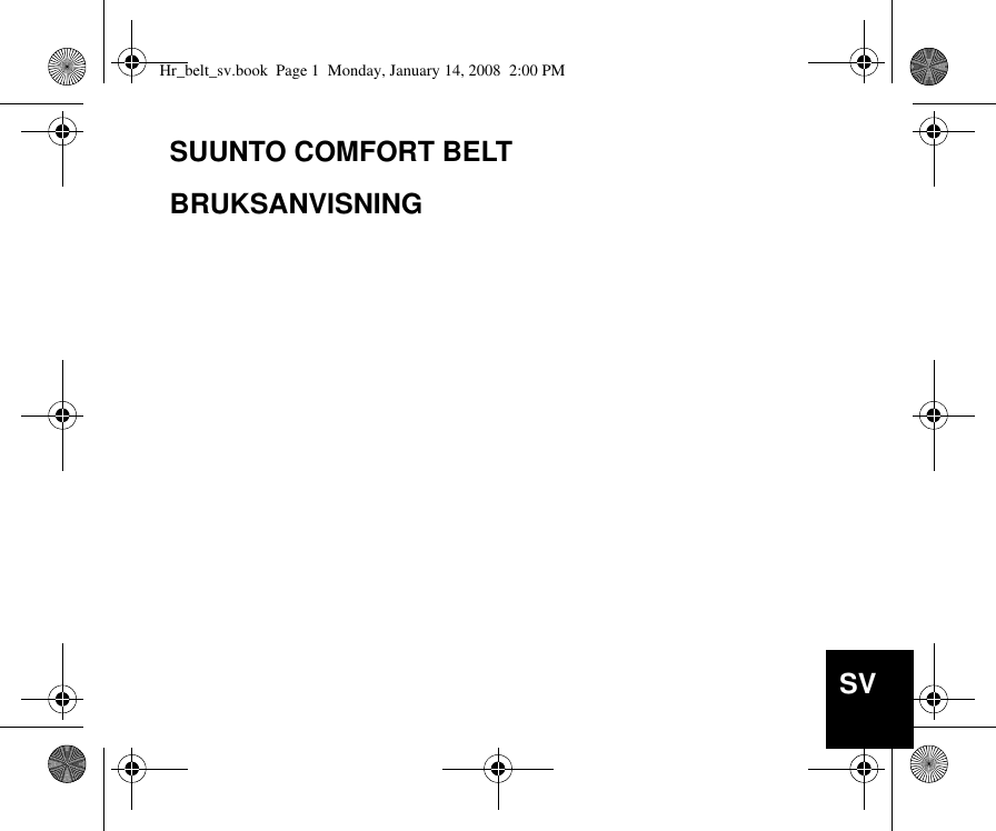 1SUUNTO COMFORT BELTBRUKSANVISNINGSVHr_belt_sv.book  Page 1  Monday, January 14, 2008  2:00 PM