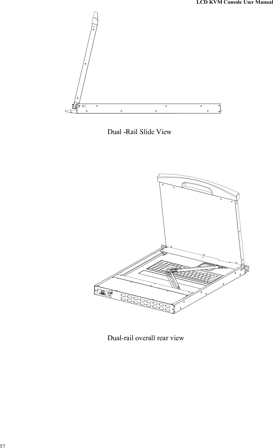 LCD KVM Console User Manual57Dual -Rail Slide ViewDual-rail overall rear view