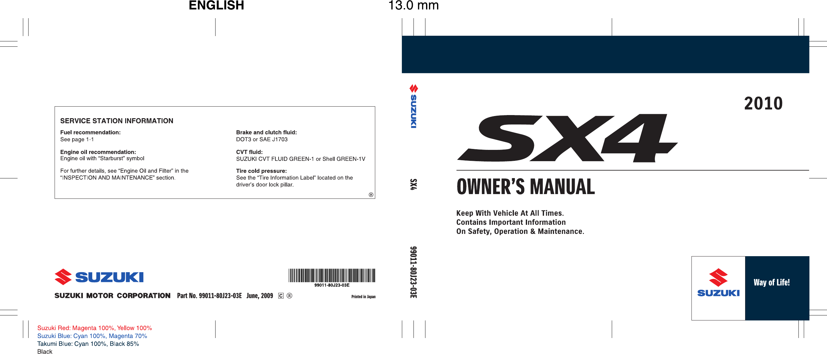 Suzuki 2010 Sx4 Owners Manual
