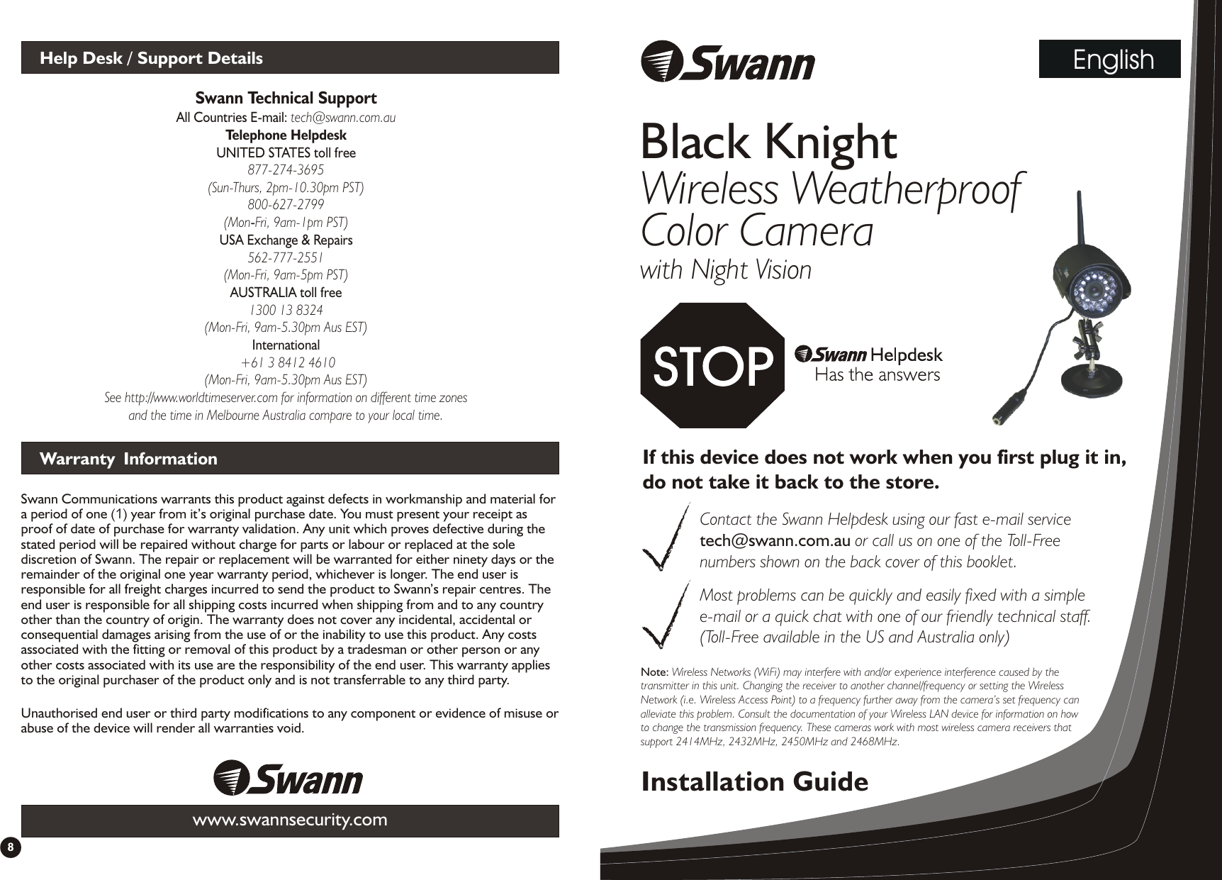 Swann Black Knight Sw C Blackk Users Manual Blackk Qs Eng 20060927