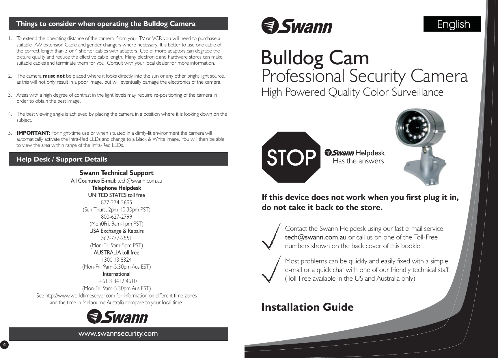 Swann Bulldog Cam Users Manual Sw C Bdogc Qs Eng