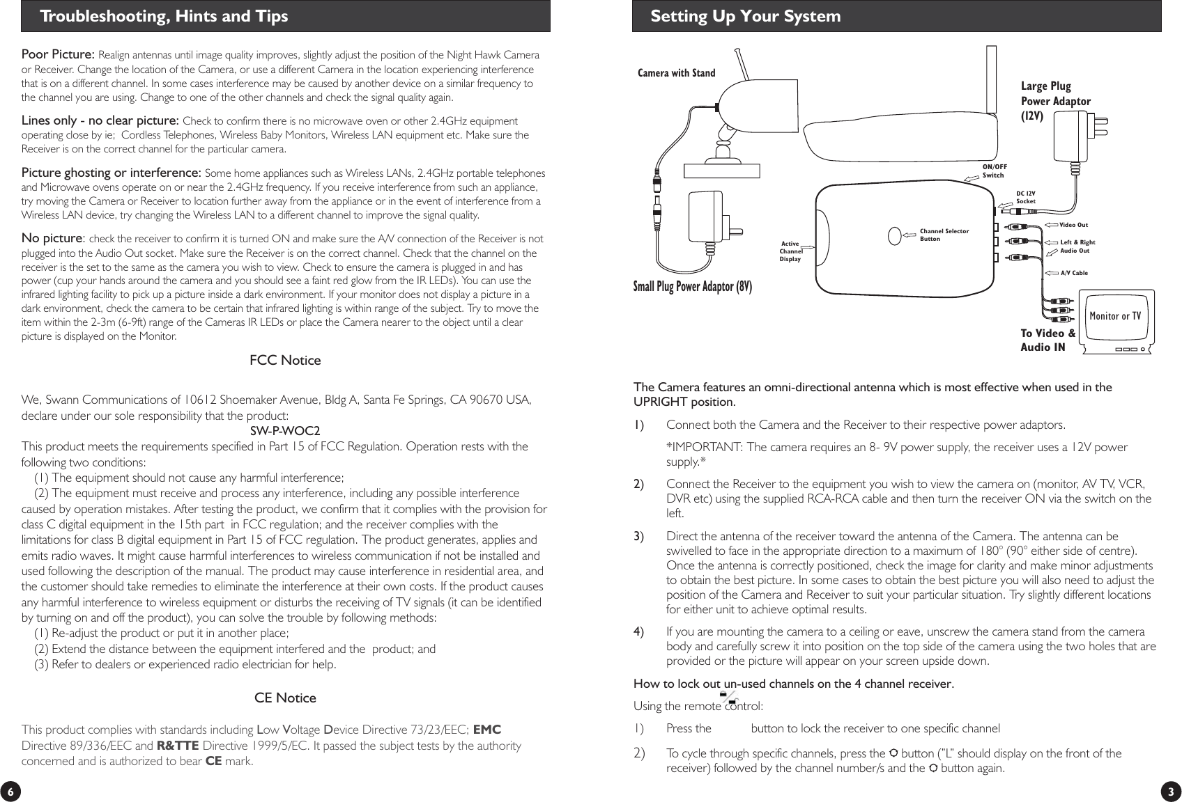 Page 3 of 4 - Swann Swann-Night-Hawk-Camera-Pack-Users-Manual- SW-P-WOC2_QS_ENG_20060927  Swann-night-hawk-camera-pack-users-manual