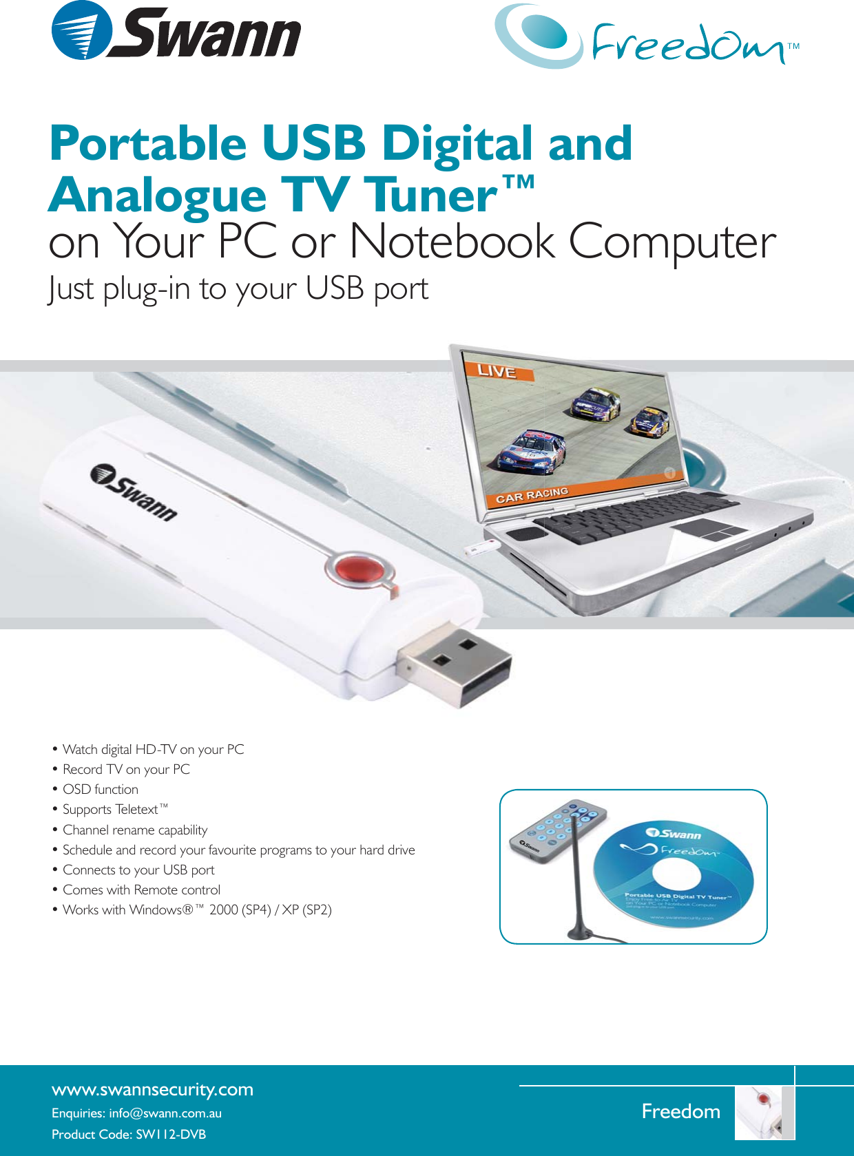 Page 1 of 2 - Swann Swann-Sw112-Dvb-Users-Manual- Portable USB Digital TV Tuner_Brochure_v2  Swann-sw112-dvb-users-manual