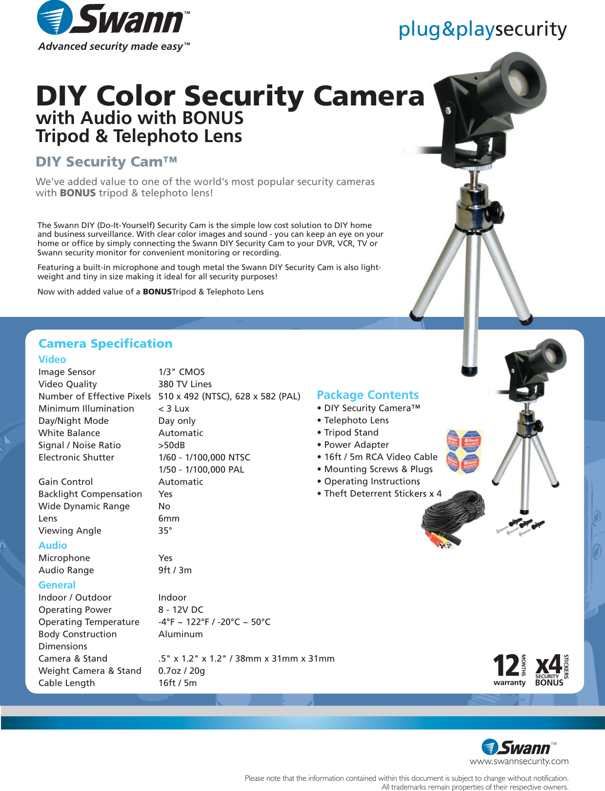 Page 2 of 2 - Swann Swann-Sw211-Dtx-Users-Manual- Diy_sceuritycam_dtx_brochure  Swann-sw211-dtx-users-manual