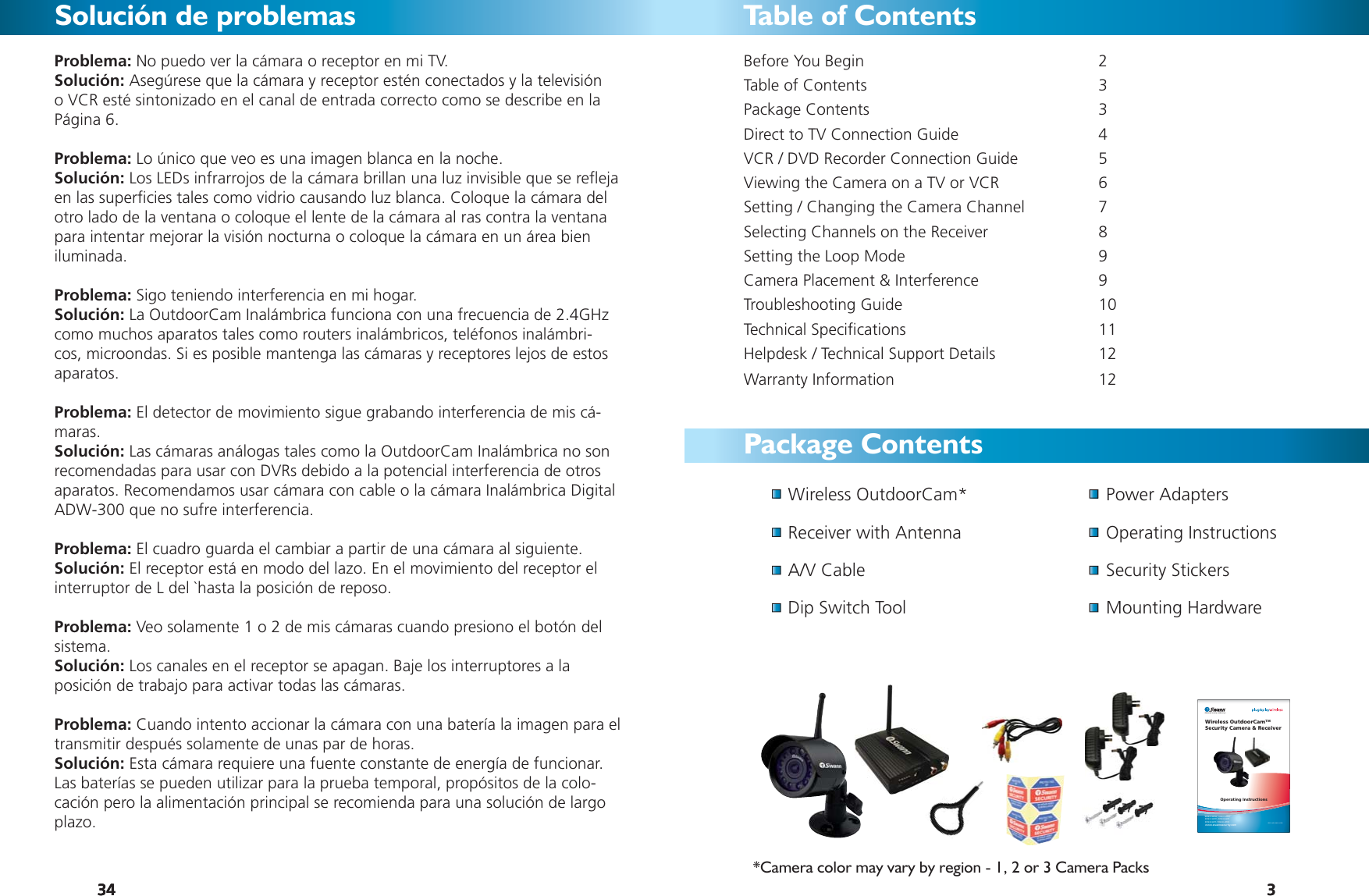 Page 3 of 12 - Swann Swann-Sw231-Wch-Users-Manual- All_LANGUAGES_WOC_Cameras_16-02-09  Swann-sw231-wch-users-manual