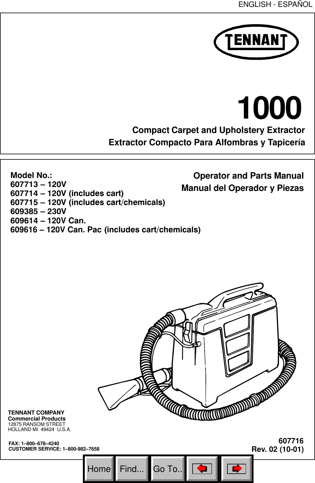 Page 1 of 6 - Ten 1000_Parts List Rev 02  1000 Parts Manual 10-2001 To 6-2003