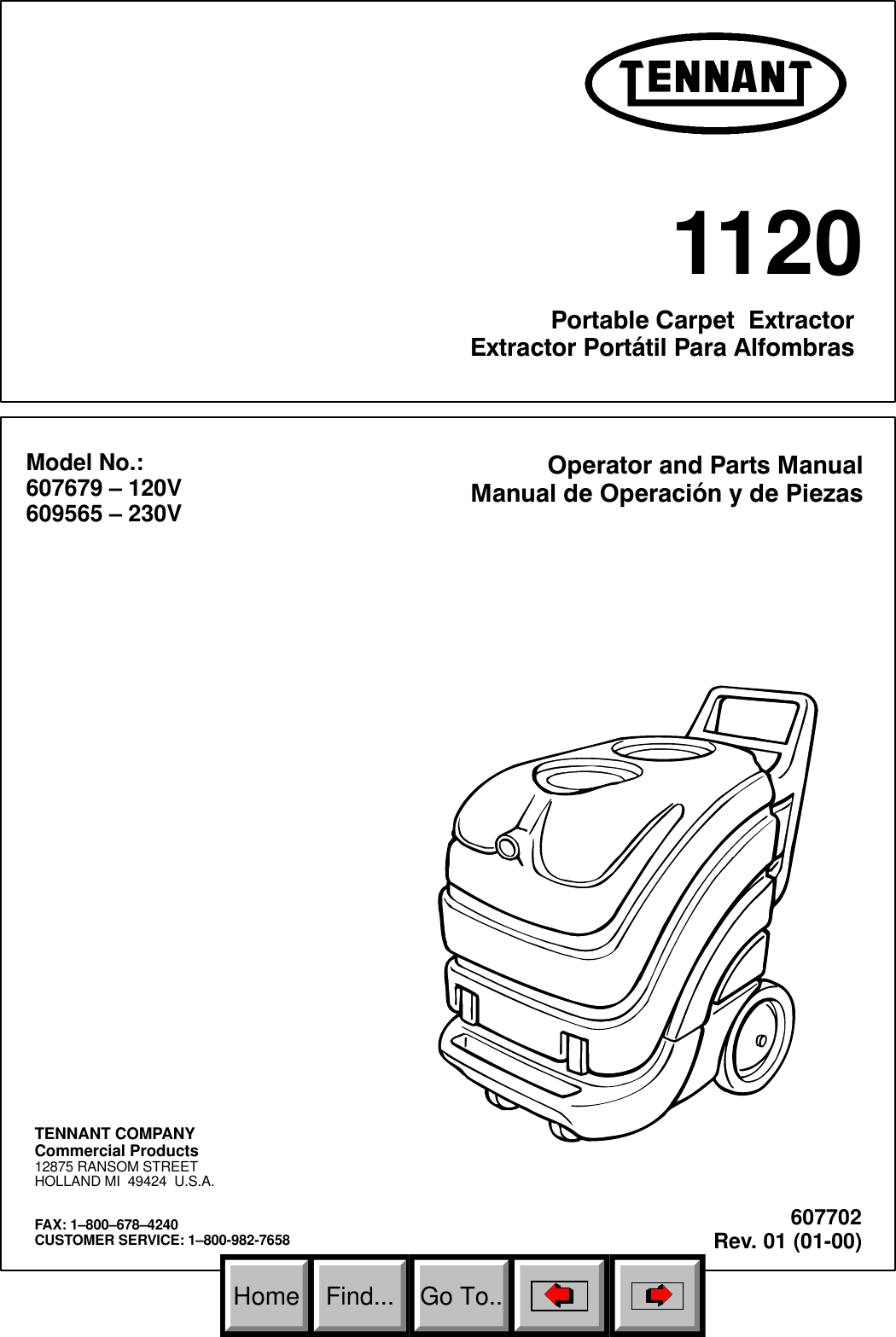 1120 Rev 01 (01 00) Parts Only_Tennant Manual 1 2000 To 2 2004