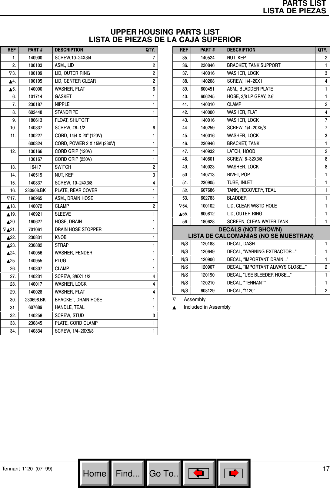 Page 4 of 8 - 1120 Rev 01 (01-00) Parts Only_Tennant  Manual 1-2000 To 2-2004