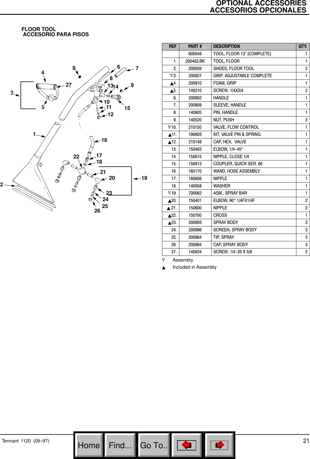 Page 8 of 8 - 1120 Rev 01 (01-00) Parts Only_Tennant  Manual 1-2000 To 2-2004