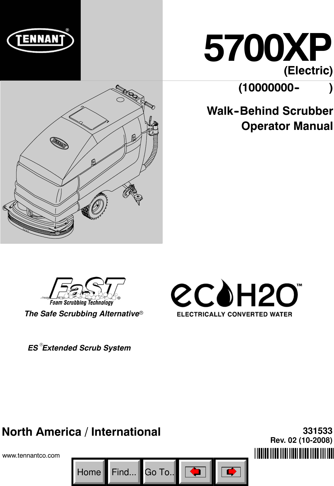 Tennant 5700xp English Operator Manual 5700 Xp Sn 1000000 Up