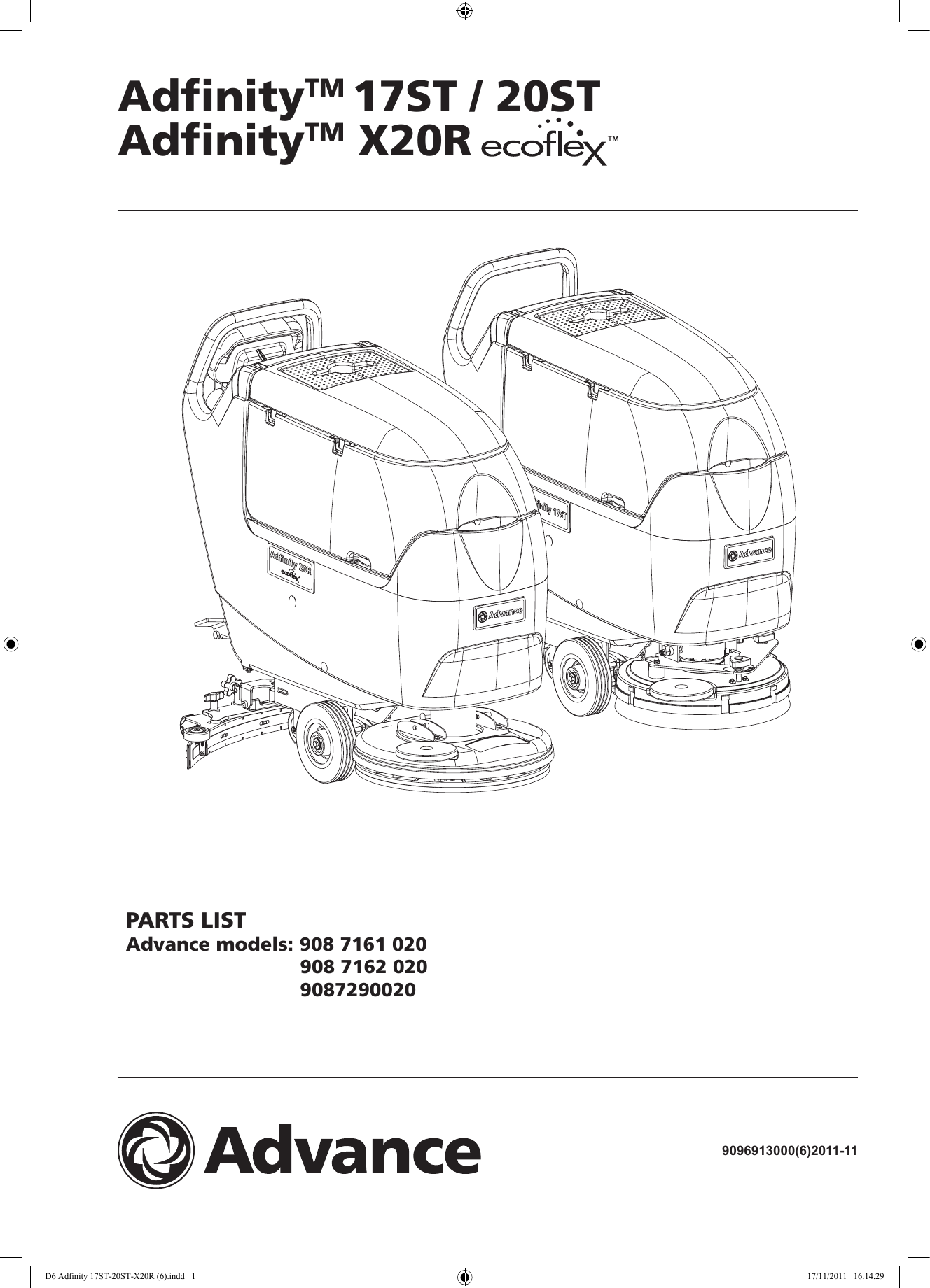 Adfinity 17st 20st X20r Parts Manual