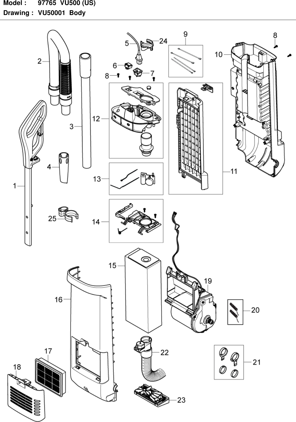 Page 2 of 8 - Advance-vu500-upright-vacuum-parts-manual