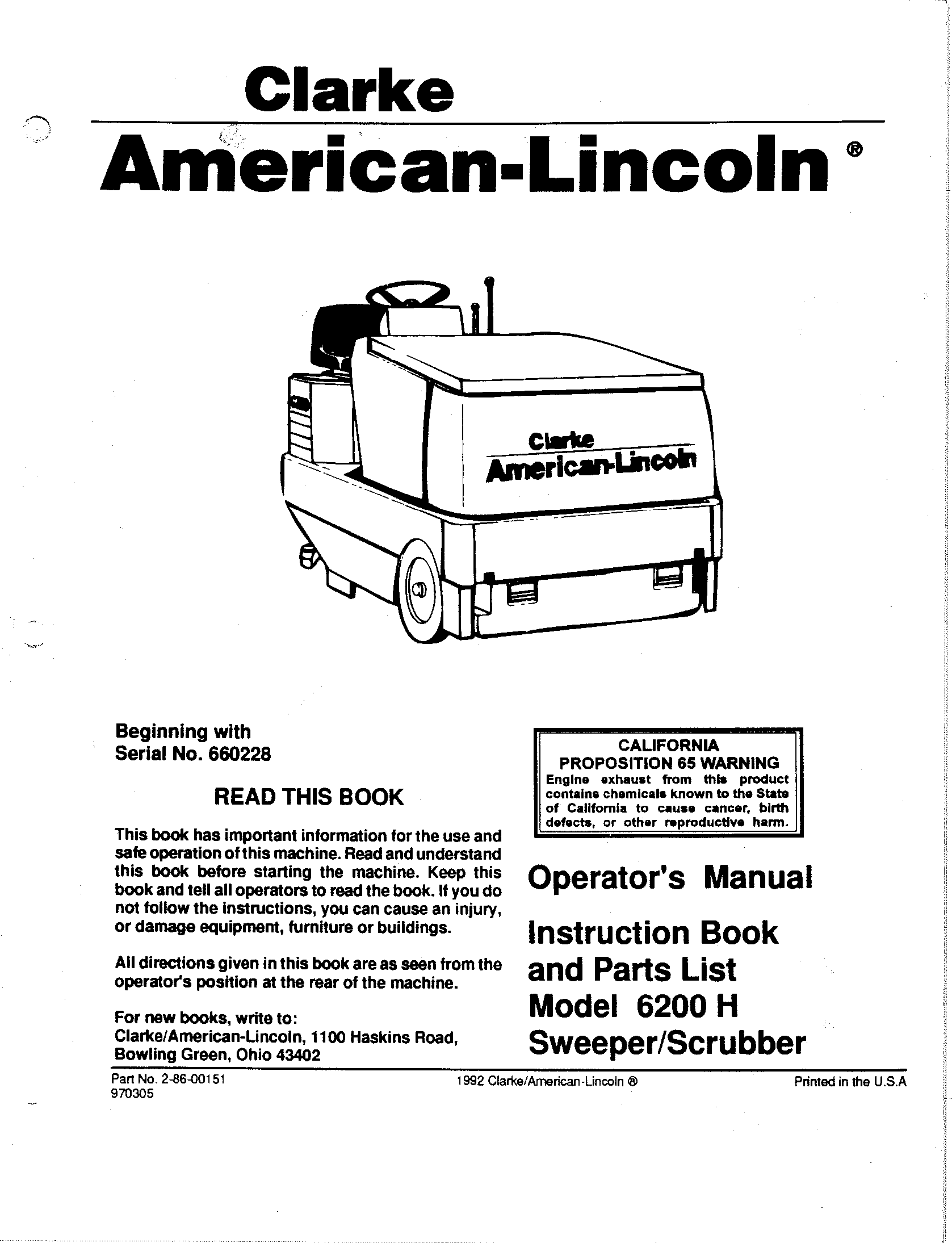 Sweepscrub American Lincoln 6200 Rider Sweeper Scrubber Operator And