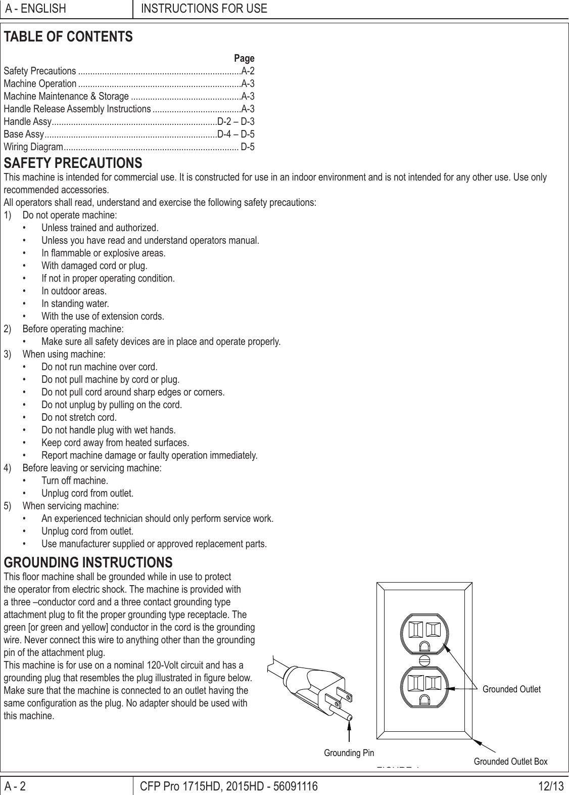 Page 2 of 12 - Clarke-cfp-pro-17-20-floor-machine-parts-and-operator-manual