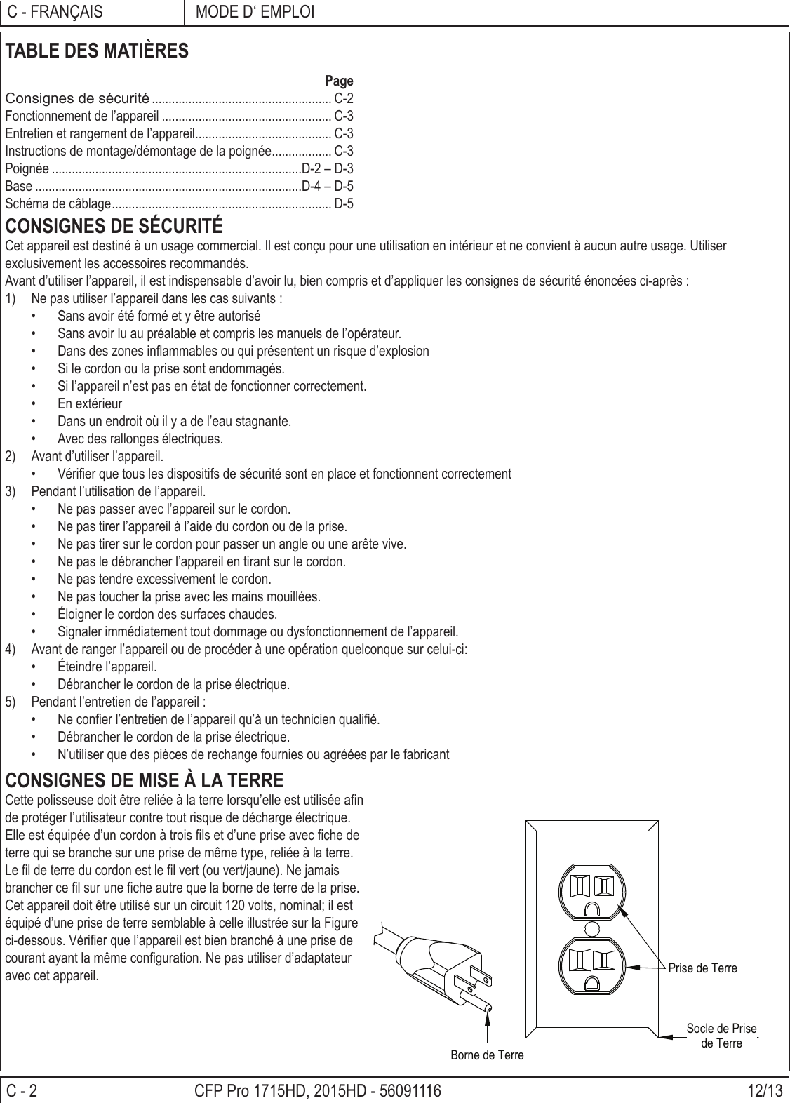 Page 6 of 12 - Clarke-cfp-pro-17-20-floor-machine-parts-and-operator-manual