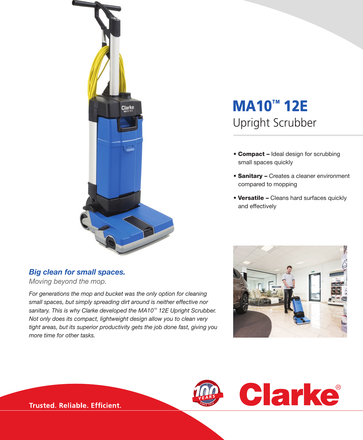 Clarke Ma10 12e Upright Floor Scrubber Brochure And Specifications