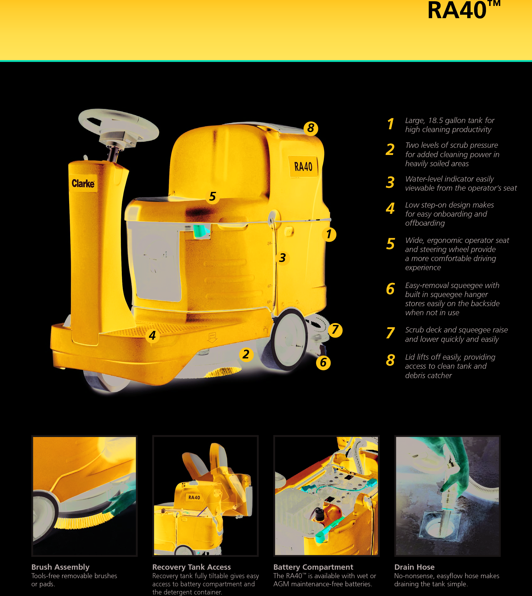 Sweepscrub Clarke Ra40 Micro Rider Scrubber Brochure User Manual