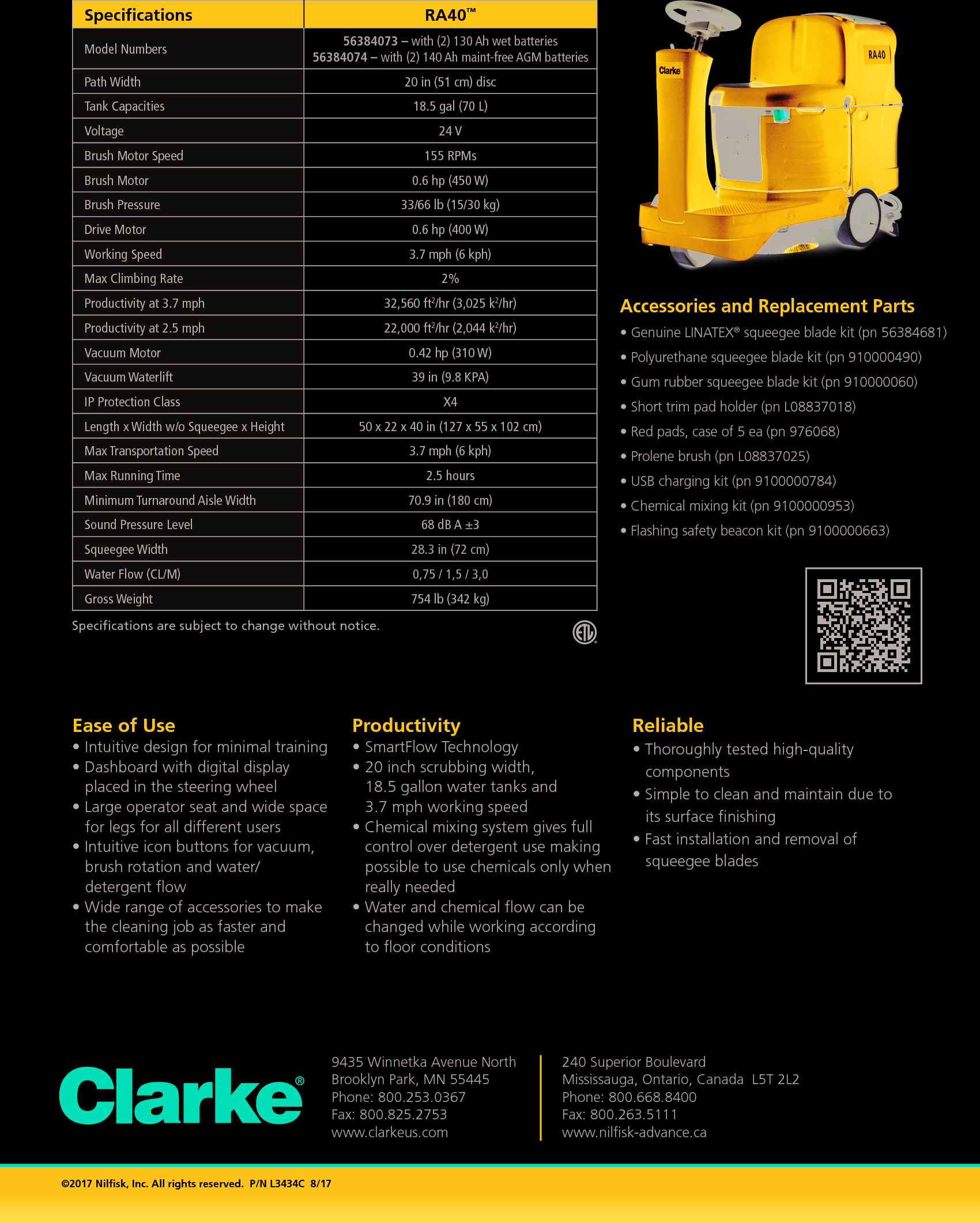 Sweepscrub Clarke Ra40 Micro Rider Scrubber Brochure User Manual