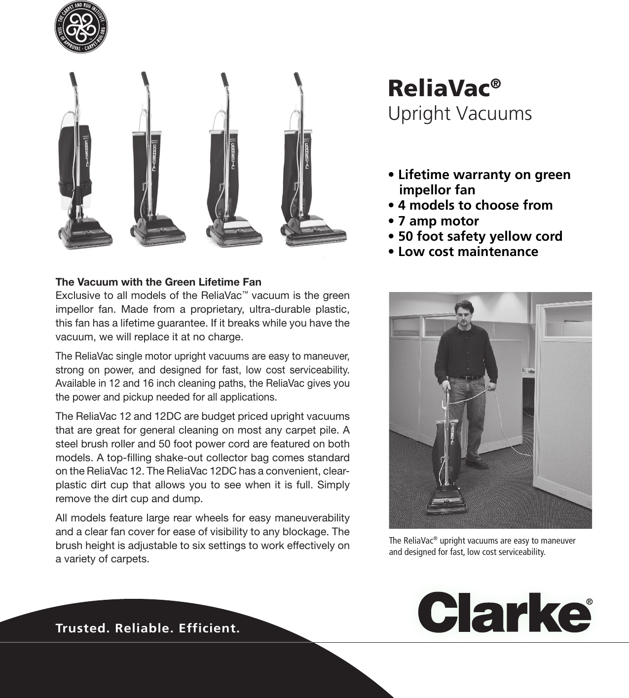 Page 1 of 2 - Clarke-reliavac-upright-vacuum-brochure-and-specifications