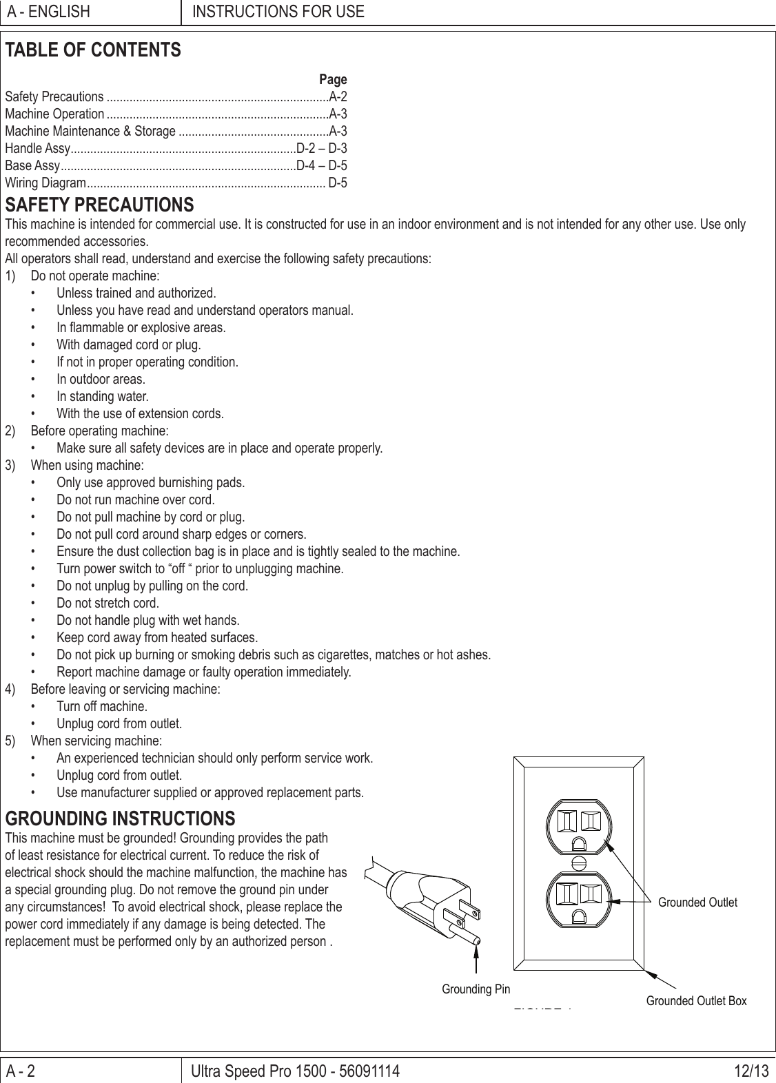 Page 2 of 12 - Clarke-ultra-speed-pro-1500-floor-burnisher-parts-and-operator-manual