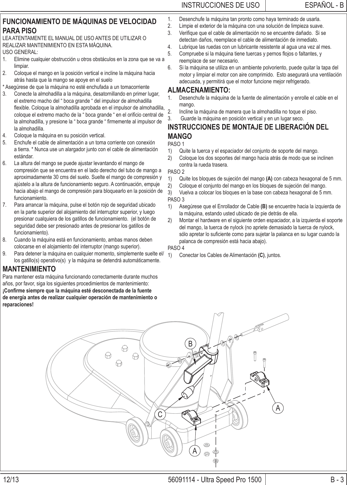 Page 5 of 12 - Clarke-ultra-speed-pro-1500-floor-burnisher-parts-and-operator-manual