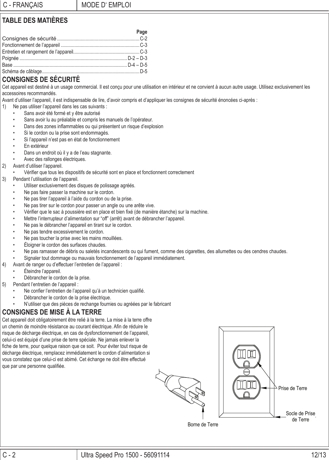 Page 6 of 12 - Clarke-ultra-speed-pro-1500-floor-burnisher-parts-and-operator-manual