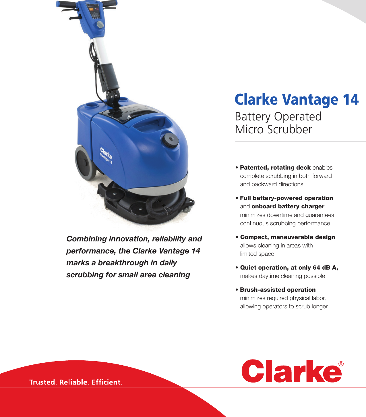 Clarke Vantage 14 Floor Scrubber Brochure And Specifications Clarke Vantage 14 Floor Scrubber Brochure And Specifications