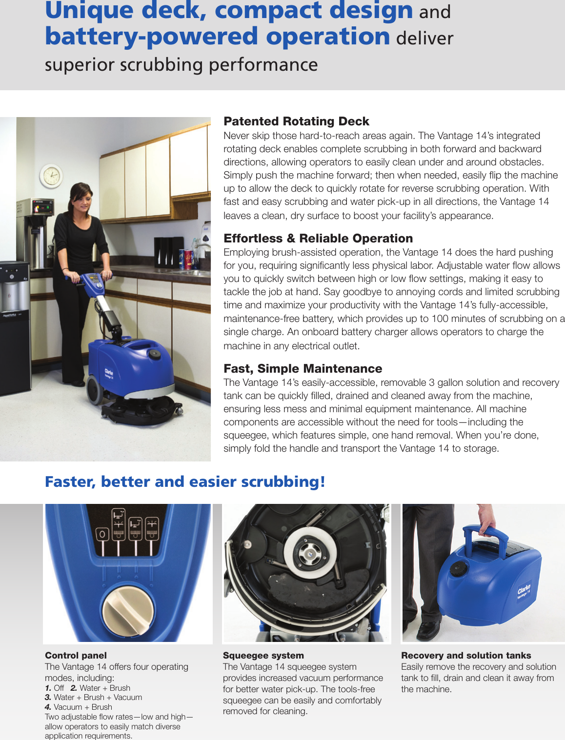 Clarke Vantage 14 Floor Scrubber Brochure And Specifications Clarke Vantage 14 Floor Scrubber Brochure And Specifications
