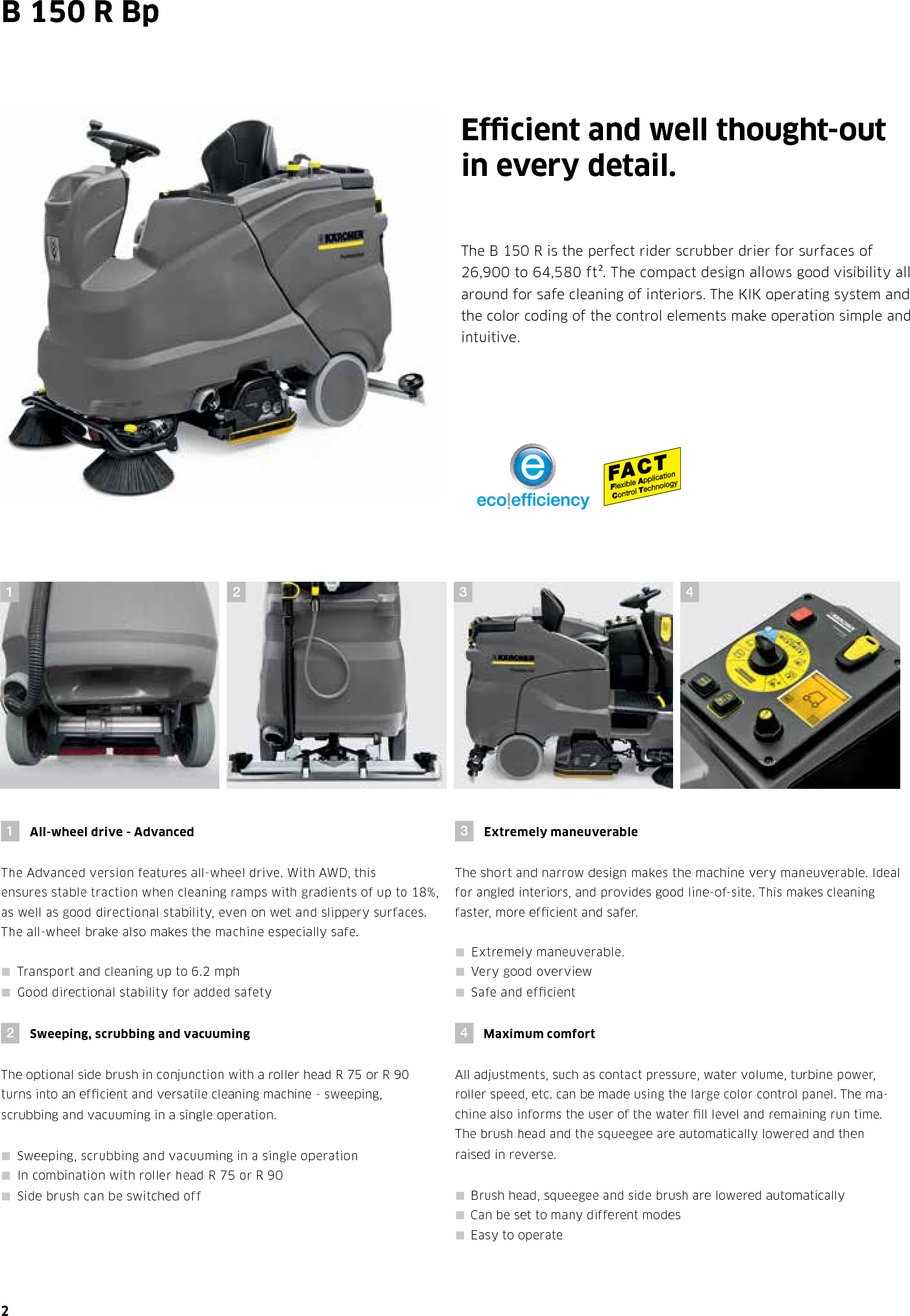 Page 2 of 8 - Sweepscrub Kaercher-B-150-R-Bp-Rider-Floor-Scrubber-Brochure User Manual